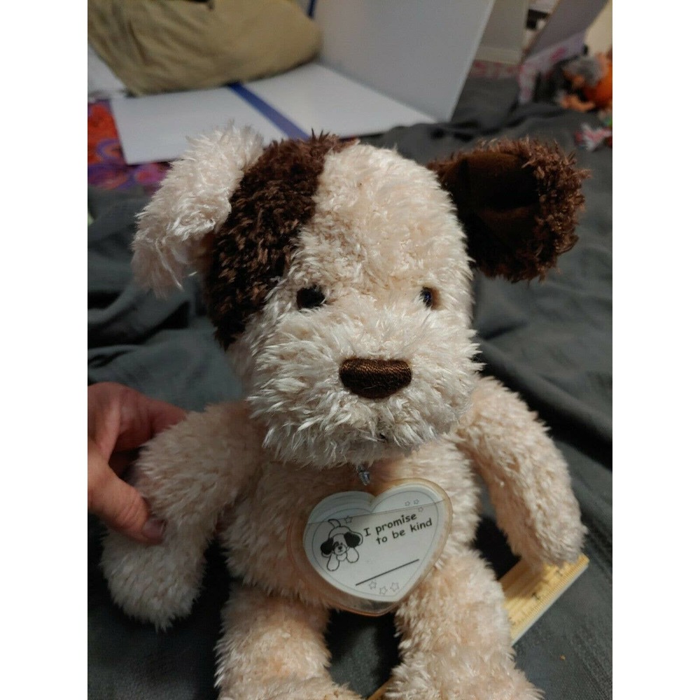 Gund Make A Promise Puppy Dog Tan Brown Red Collar 15" Plush Stuffed Animal Toy